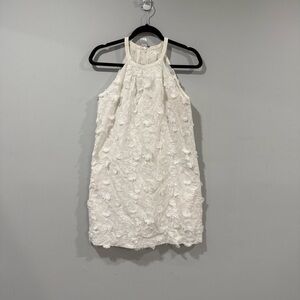 Peixoto White Floral Lace Halter Dress Size S Textured 3D Appliqué Shift new tag